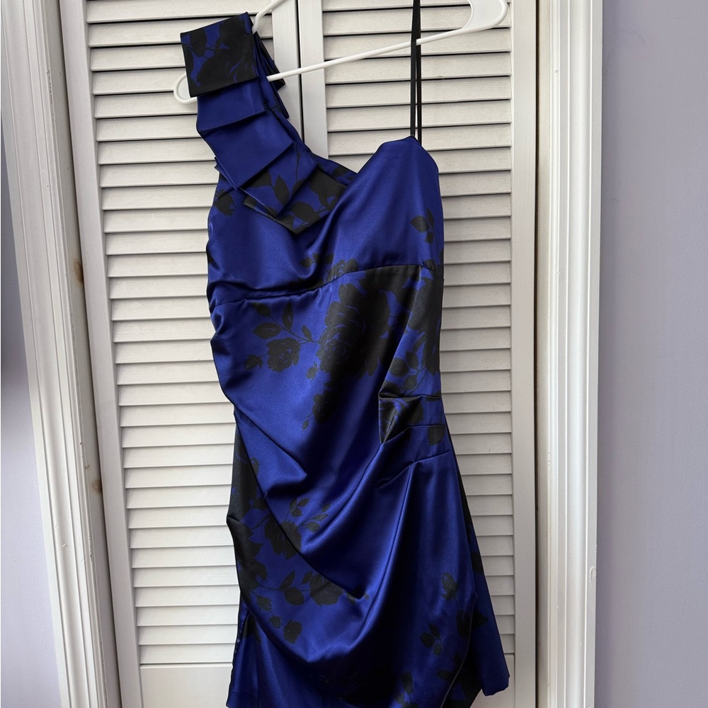 Arden B Blue and Black One-Shoulder Dress